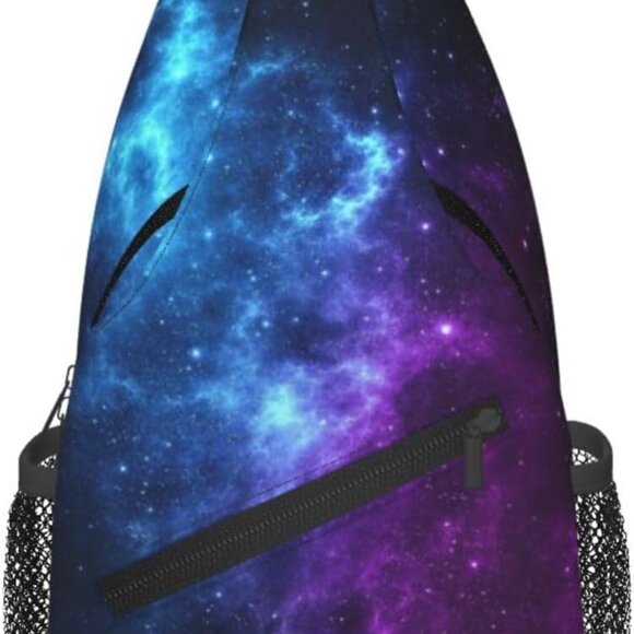 Blue & Purple Galaxy Sling Bag - Adjustable Travel Backpack for All Occasions - Picture 1 of 7